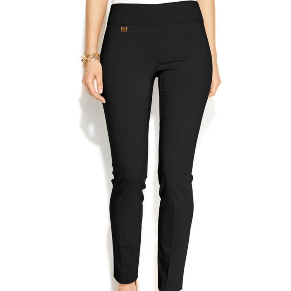 Alfani Tummy- Control Pull- On Skinny Pant, Regular, Long Length Deep Black